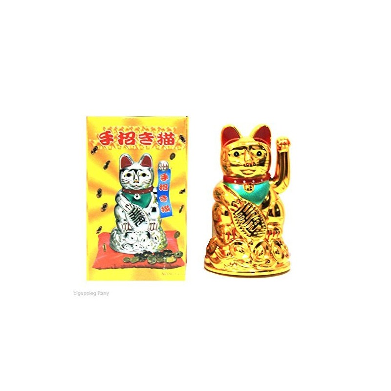 Monkey King Battery Powered GOLD Lucky Beckoning Waving Wealth Cat