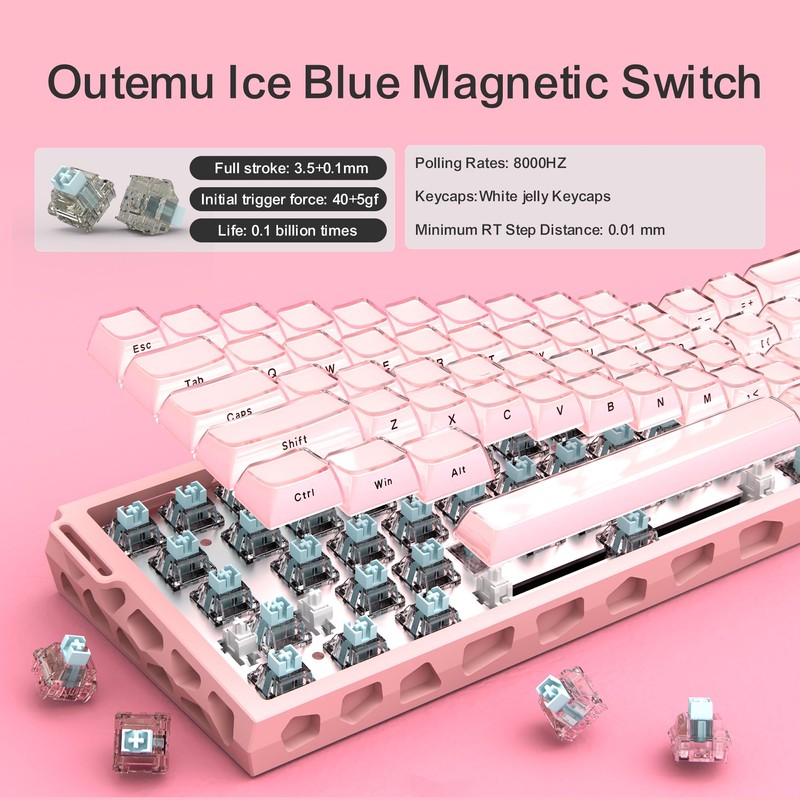 BOYI H60Pro Magnetic Switch Gaming Keyboard,60% Hollow Aluminum Hall Effect