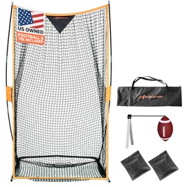 Football Net (7x4 ft) for Field Goals, Portable Football Kicking Net for Throwing with Target Zone Attachment, Field Goal Kicking Cage Nets for Practice [Sand Bag, Ball, Pump, Tee, Carry Bag Included]