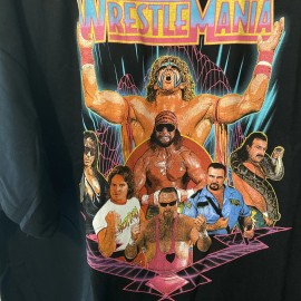 WWE A WWE Wrestle Mania ￼Jim Bret Heart Boss Macho Man Vintage Men T-Shirt XXXXL