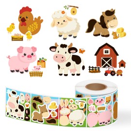 300 Pcs Farm Animal Make a Face Stickers Roll Barnyard Make Your Own Stickers Mix and Match DIY Crafts Classroom Activities Games School Rewards Gifts Birthday Party Favors for Kids Todders Students