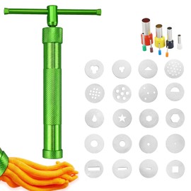 REBECASKYENS Tonpressen Clay Handwerk, Edelstahl Zuckerpaste Extruder, Fondant Presse mit 20 Formen, Dekoration Werkzeug Backen Baking Tool