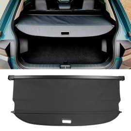 IKON MOTORSPORTS, Cargo Cover Compatible with 2022-2025 Hyundai Ioniq 5 All Models, OEM Style PVC & Aluminum Rod Black Security Rear Trunk Cover Security Retractable Shield 85940-GI000-NNB