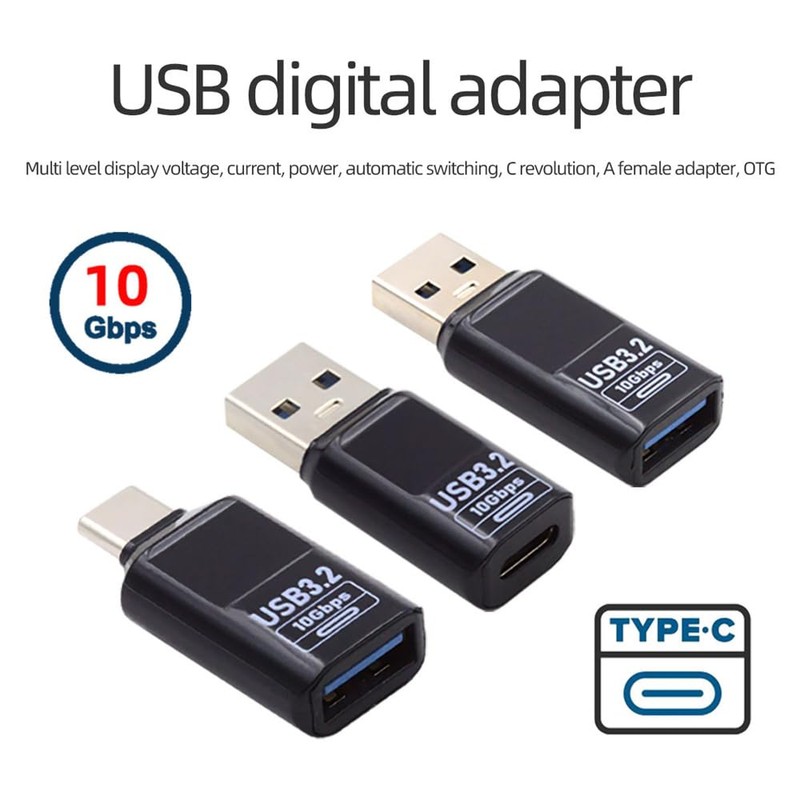 xiwai 3 Pieces/Lot Type C Adapter with Smart LED Digital