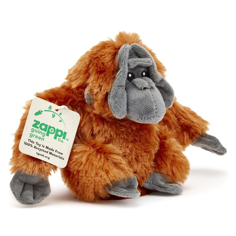 Zappi Co 100% Recycled Plush Orangutan Toy (22cm Width) Stuffed