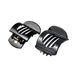 Black Plastic Barrette Hairpin Clamp Hair Claw Clip 2 Pcs for Ladies