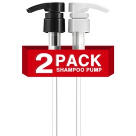 2-Pack Shampoo Pump for Liter 33.8 oz Shampoo and Conditioner, Pump Dispenser Fits Most Salon Bottles with 1.1" Wide Opening, Black & White Replacement Pump for Soft Hair Products, Body Wash, Lotion
