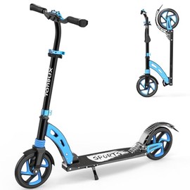 TONBUX Roller Kinder 6 7 8 9+Jahre,Aluminium Scooter Erwachsene,Cityroller Doppeltes Federungssystem,H√∂henverstellbar&Klappbar Tretroller,Kickscooter bis100kg Belastbar (Blau)