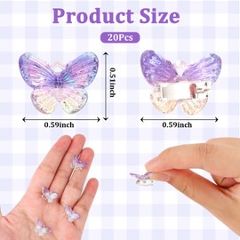 Amariver Mini Butterfly Hair Clips Glitter 90s Accessories for Women 20Pcs Small Hair Clips Purple Accessories for Girls