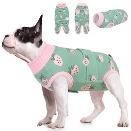 KOESON Dog Recovery Suit After Surgery, Soft Dog Spay Recovery Suit Female, Anti Licking Abdominal Dog Surgery Suit Pet Surgical Shirt, Breathable Dog Onesie E-Collar & Cone Alternative Strawberry XS
