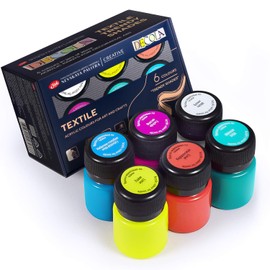 Decola Acrylic Textile Paint Set | 6x20 ml Trendy Washing Machine Resistant Fabric Paint Colors
