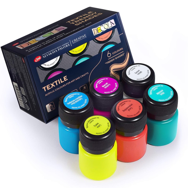 Decola Acrylic Textile Paint Set | 6x20 ml Trendy Washing