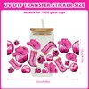 NICENEEDED 9 Sheets UV DTF Cup Wrap, Pink Rub on
