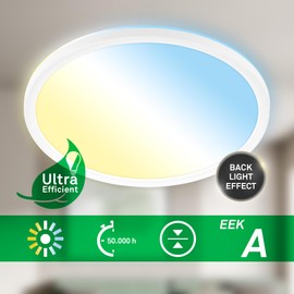 BRILONER - EEK A LED Panel Efficient with 11 W at 2400 lm, Approx. 50,000 h Light, Flat, CCT, Indirect Light, LED Lamp, Ceiling Light, Living Room Lamp, Ceiling Light, Hallway Lamp, 29.3 x 3 cm, White
