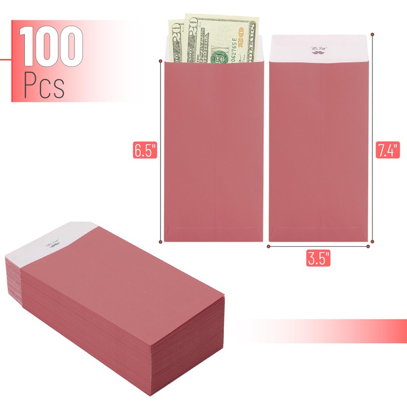 Mr. Pen- Money Envelopes for Cash, 100 Pack, 6.5" x