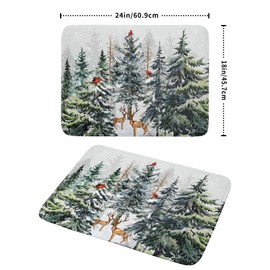 Pine Tree Dish Drying Mat for Kitchen Counter 18x24 Inch Forest Deer Absorbent Dishes Drainer Mats Reversible Microfiber Quick Dry Rack Pad