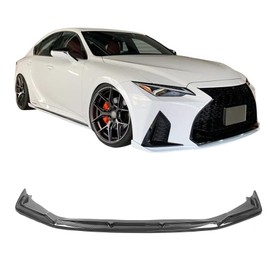 IKON MOTORSPORTS Front Bumper Lip, Compatible with 2021-2024 Lexus IS350 IS300 F Sport, IKON V2 Style Carbon Fiber Print ABS Plastic Air Dam Chin Spoiler Protector Splitter 1PC