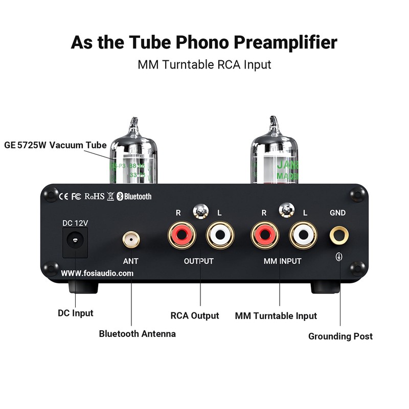 Fosi Audio BOX X3 5654W Phono Vacuum Tube Preamp Turntable