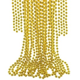 Trimming Shop 24 Feet Hanging Metallic Xmas Bead Decoration Shiny Artificial Tinsel String Pearl Chain Christmas Garland Wreath Tree Decorations DIY Art & Craft Home Party Room Gift Décor, Gold