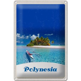 Ontrada Tin Sign 20 x 30 cm Domed Polynesia Dream Island Australia Boat Decorative Gift Sign