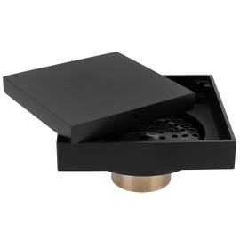 10 x 10 cm Alle Kupfer-Badezimmer-Bodenablauf Schwarz Unsichtbarer Bodenablauf Anti-Geruch-Bodenablauf-Abdeckung für Küche Home Dusche Küche