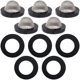 PAGOW 5pcs 1/2" Filter Gasket + 5pcs Rubber Washer, 60 Mesh Stainless Steel Hose Screen Inlet Hose Coupling with Strainer, Fittings for 1/2 Inch Garden Hose Connector, Shower Head Hose (10pcs Total)