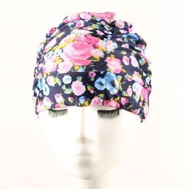 UUYYEO Floral Nylon Swimming Cap Long Hair Swim Cap Stylish Swimming Hat Comfortable Bathing Cap Large Cloth Swim Cap for Women Girls Dark Blue