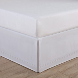 Levinsohn Luxury Hotel Tailored Bed Skirt - Baratta Stitched Hem, White, Queen