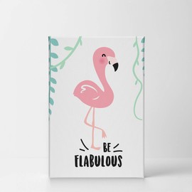 Smile Art Design Be Flabulous Quote Flamingo Decor White Background CANVAS PRINT Kids Room Decor Wall Art Baby Room Decor Nursery Decor Ready to Hang Made in the USA- 36x24