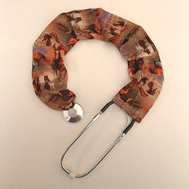Stethoscope Covers Handmade Variety Patterns Colors 100% Cotton Scrunchie (Wild Horses)