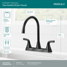 Peerless Parkwood Black Kitchen Faucet, Black Kitchen Sink Faucet, Two Handle Kitchen Faucet, Matte Black P2935LF-BL