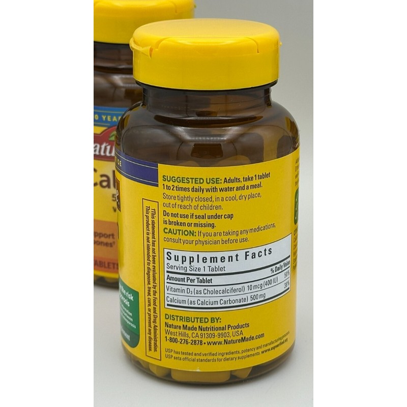 Nature Made Calcium with Vitamin D3 500 mg 130 Tabs