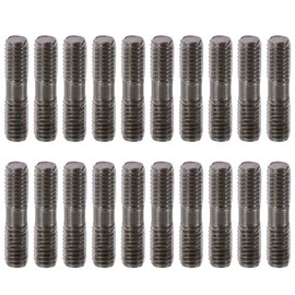 Fudeshe 20Pcs Fully Threaded Rods Studs,M6x25mm Double End Threaded Stud,Stainless Steel Double End Threaded Stud Screw Bolt,Silver Tone Dual Threaded Rod Bolts