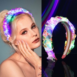 Vakkery Light Up Headband LED Flash Glowing Hair Bands Headbands Laser Hair Hoop for Nightclub Costume Headwear Festival Party Hair Accessories for Women