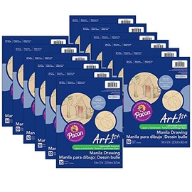 Drawing Paper, Manila, Standard Weight, 9" x 12", 50 Sheets Per Pack, 12 Packs