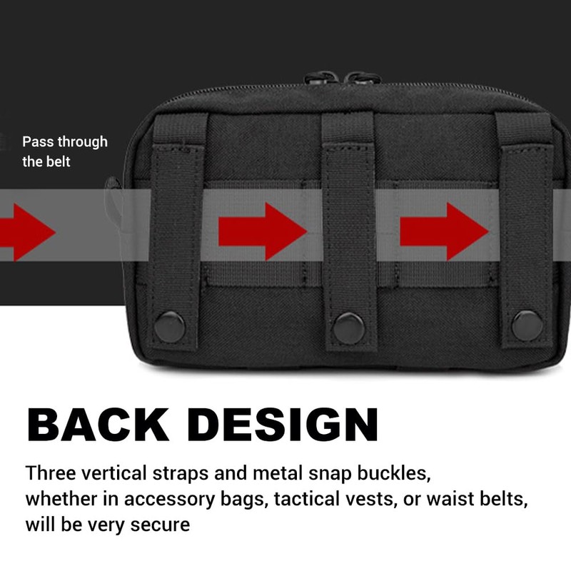Tactical Pouch, Molle EDC Pouch Bag with Adjustable Waist Strap,