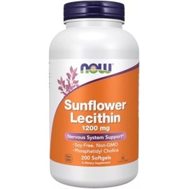 NOW Sunflower Lecithin 1200mg Softgels - Soy-Free, Non-GMO, 120/200ct