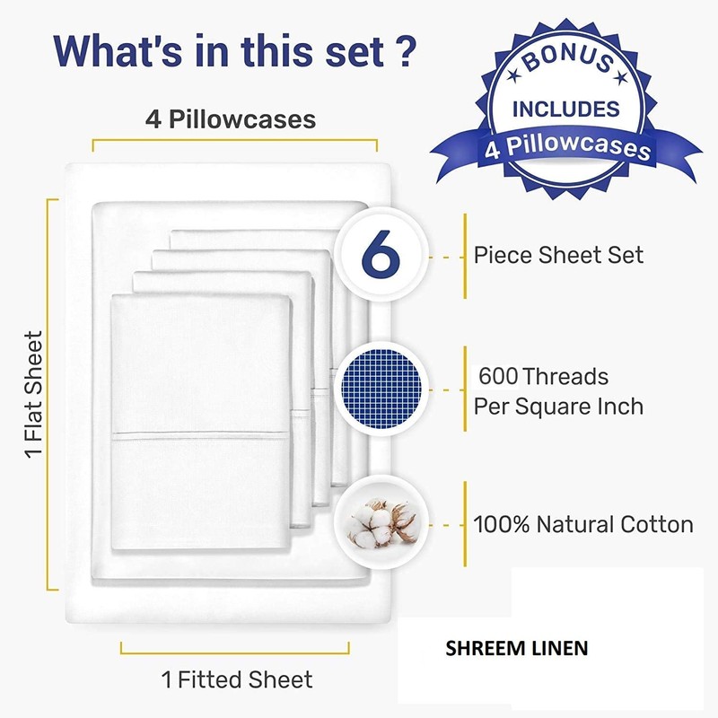 Queen Size Sheet Set - 6 Piece Set - Extra