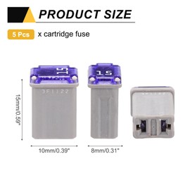 MECCANIXITY 5 Pcs Micro Cartridge Fuses 15A 32V Slow-Blow Automotive Fuse Kit for Car Electrical Protection
