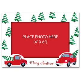 Iconikal Christmas Photo Frame Greeting Cards with Envelopes, Red Truck, 15-Count