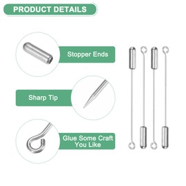 M METERXITY 20-Pack Brooch Stick Pins, 2 Inch Copper Long Needle Eye Pin with Stopper Ends for DIY Clothing/Accessories/Suit Tie/hat/Scarf/Jewelry, Straight Flat Head Pins [Silver]