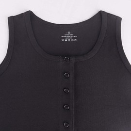 Women's Basic Sleeveless Tank Tops Henley Pajamas Set for Loungewear or Home Workout or Yoga Cotton Black M