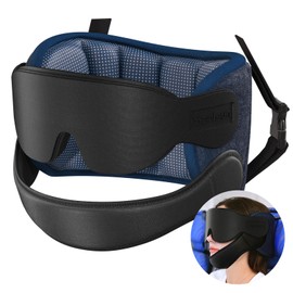 SARISUN Travel Pillows for Airplanes with Sleep Eye Mask, Chin Strap, Airplane Pillow for Long Flights, Car Road Trip, 360° Headrest, Stop Bobblehead, FSA HSA Eligible, Mottled Blue