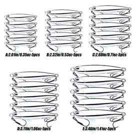 LURESMEOW Fishing Jigs Saltwater Fishing Lures with Assist Hook Treble Hook, Jigging Lures Slow Vertical Jigs, Fishing Jigs Saltwater for Bass Tuna Salmon Sailfish Trout Grouper Snapper, 5pcs with Box