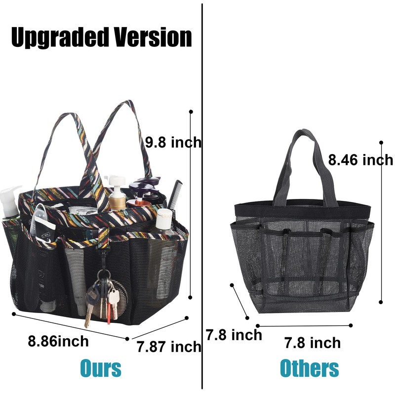 WEHUSE Portable Shower Caddy for College Dorm, Large Black Mesh
