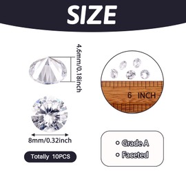 PandaHall 10pcs 8mm Faceted Cubic Zirconia Rhinestone Diamond Shape Class A Rhinestone Cabochons Crystal Diamond Beads for Nail Art Crafts Jewellery Making Crystal Colour