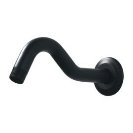 HAMOLER 8 Inch Shower Arm with Flange S Shaped Wall Mount Extension Pipe Stainless Steel Shower Head Extension Replacement, Matte Black