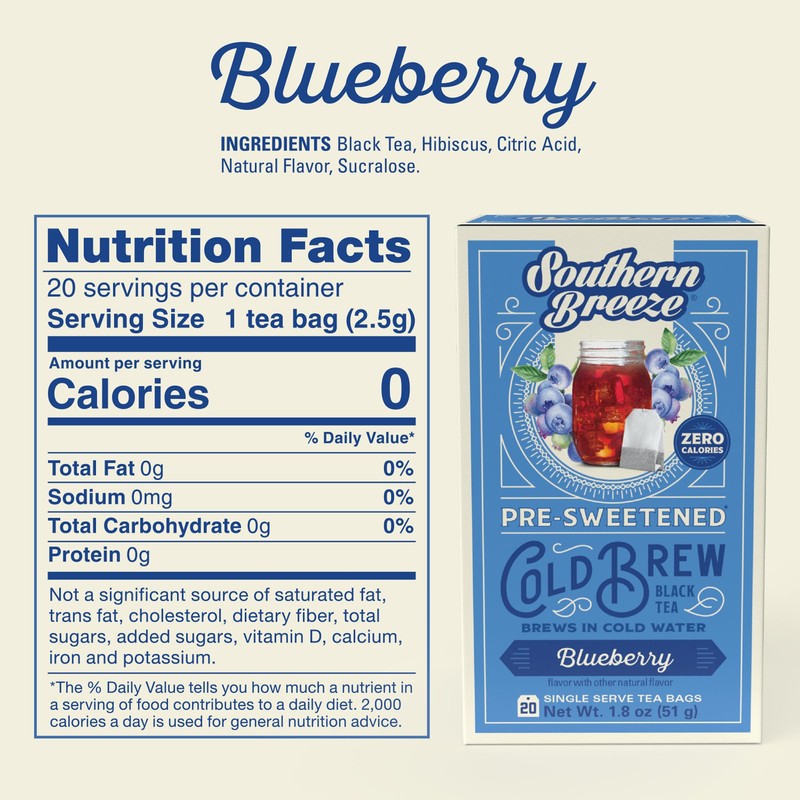 Southern Breeze Blueberry Cold Brew Sweet Tea Blueberry Iced Tea