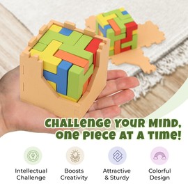 Sharp Brain Zone Wooden Brain Teaser Puzzles for Adults & Kids (9Z 16T Brain Teaser)