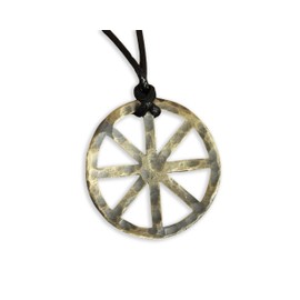 Baldur Jewelry - Hand Hammered Solar Cross Sun Wheel Viking Cross Wheel of Life, Eight Spoked Wheel Dharma Wheel Viking Jewelry Pendant Necklace Dharmachakra - Brass